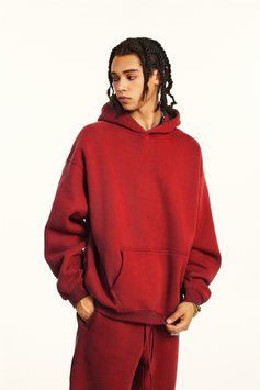 Худі оверсайз на флісі &mdash; червоне / Red Hoody-RE фото