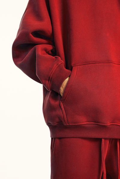 Худі оверсайз на флісі &mdash; червоне / Red Hoody-RE фото