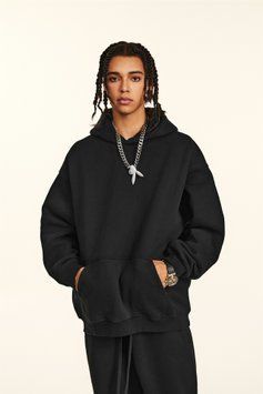 Худі оверсайз на флісі &mdash; чорне / Black Hoody-BL фото