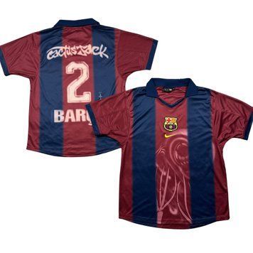 Футболка Travis Scott X з логотипом свуш X Fc Barcelona Retro 2000/01 Home Skeleton IMG_1088 фото