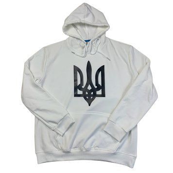 Худі Україна з гербом білий на флісі ukraine-hoodie-white-tryzub фото