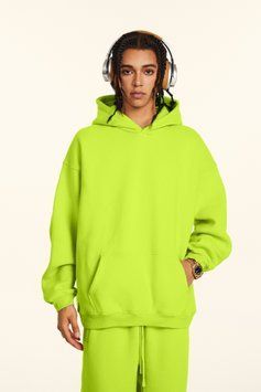 Худі оверсайз на флісі &mdash; салатове / Lime Green Hoody-GN фото