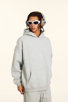 Худі оверсайз на флісі &mdash; сірий меланж / Grey Melange Hoody-GR фото