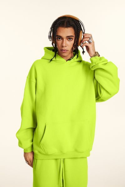Худі оверсайз на флісі &mdash; салатове / Lime Green Hoody-GN фото