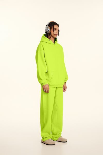 Худі оверсайз на флісі &mdash; салатове / Lime Green Hoody-GN фото