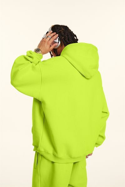 Худі оверсайз на флісі &mdash; салатове / Lime Green Hoody-GN фото