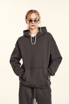 Худі оверсайз на флісі &mdash; сливово-сіре / Plum Grey Hoody-MZ фото