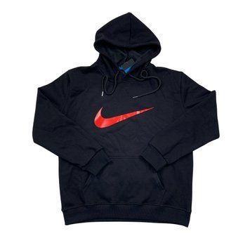 Худі Найк чорний на флісі nike-hoodie-black-red-swoosh-fleece фото