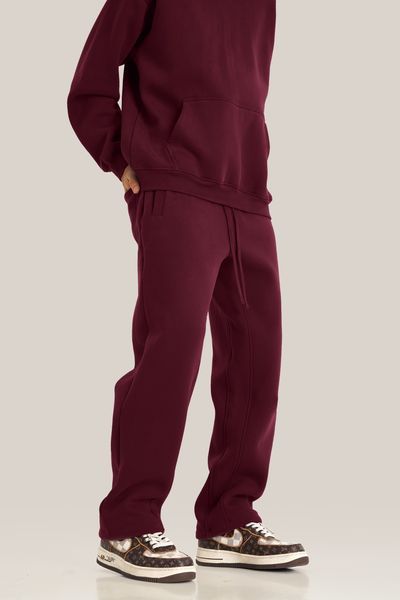 Костюм оверсайз худі + штани на флісі &mdash; бордовий / Burgundy HD-DR фото