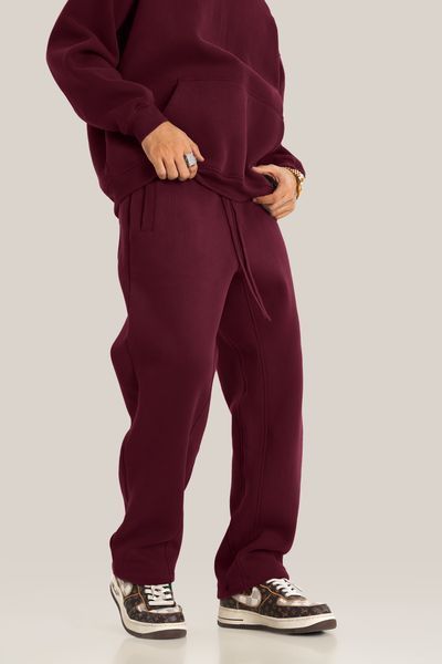 Костюм оверсайз худі + штани на флісі &mdash; бордовий / Burgundy HD-DR фото