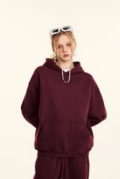Худі оверсайз на флісі &mdash; бордовий / Burgundy Hoody-DR фото
