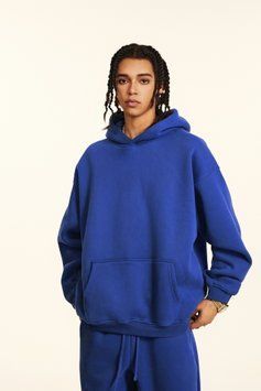 Худі оверсайз на флісі &mdash; синє / Blue Hoody-BU фото