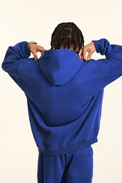 Худі оверсайз на флісі &mdash; синє / Blue Hoody-BU фото